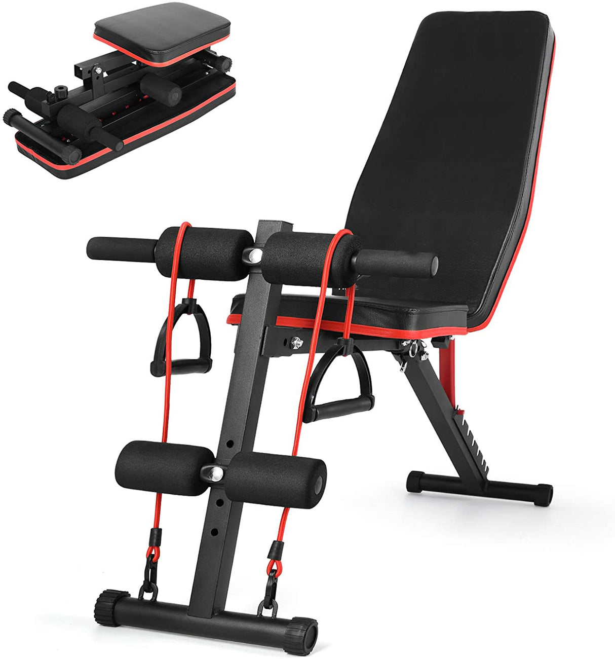 4-i-1 træningsbænk - Rygstrækker, biceps curl, mavebøjninger