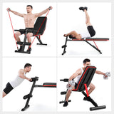 4-i-1 træningsbænk - Rygstrækker, biceps curl, mavebøjninger
